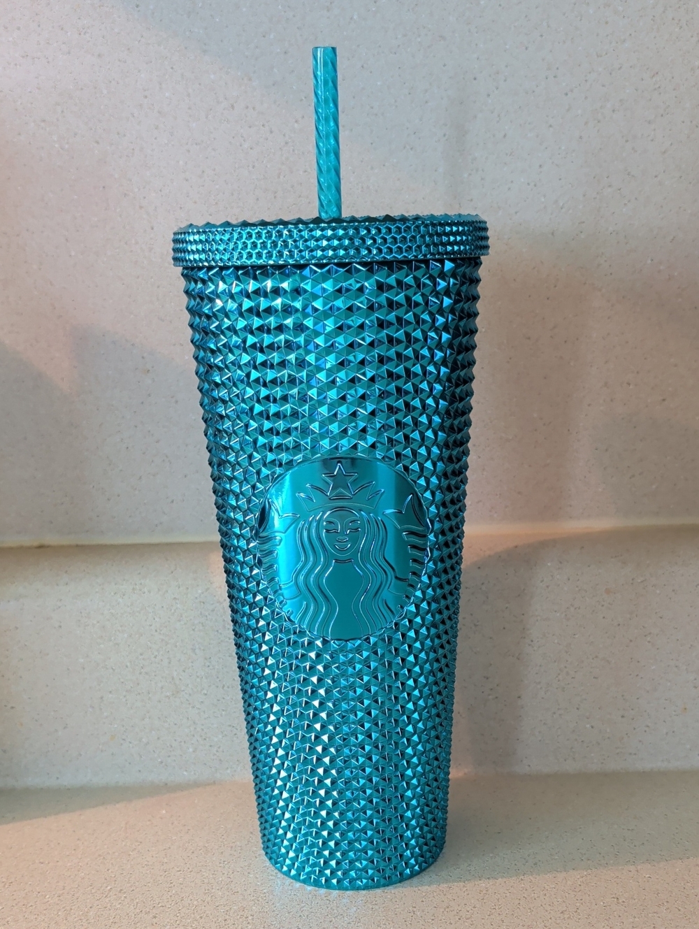 Starbucks Teal Studded Cold Cup with Straw